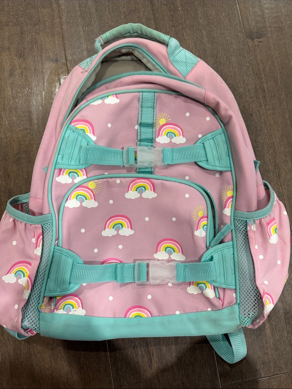 Pottery Barn Kids Pink and Teal Rainbow Backpack